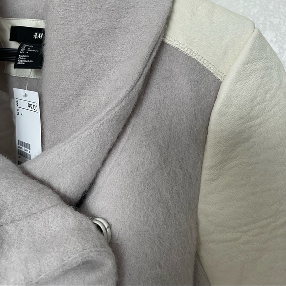 Cream leather & lavender cotton leaver jacket - Picture 8 of 13